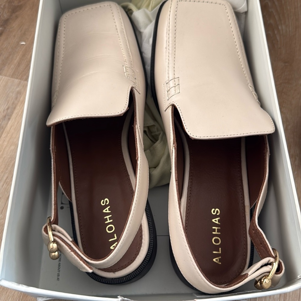 Alohas Abe Cream Slingback Loafers size 41